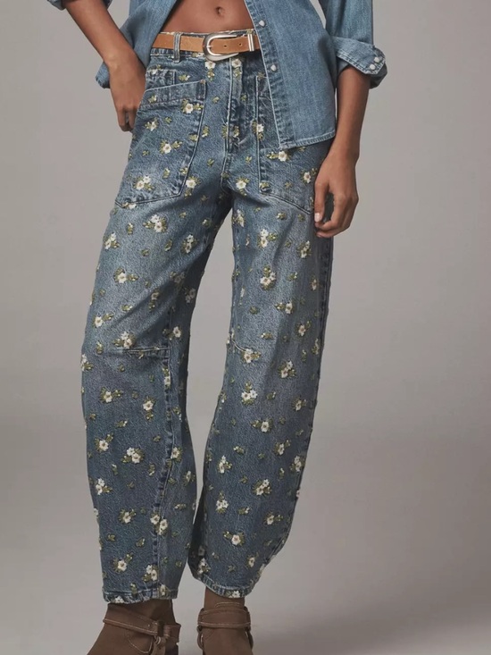 Anthropologie Denim - 180.NWT Anthropology Embroidered High-Rise Barrel jeans